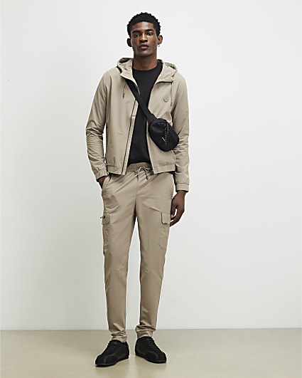 Beige Skinny Fit Cargo Trousers