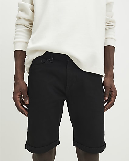 Black Skinny Fit Denim Shorts