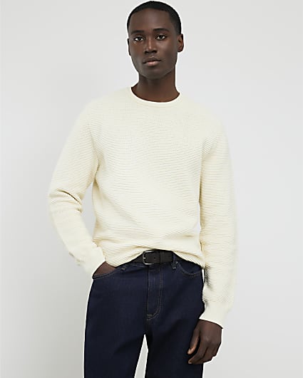 Cream Slim Fit Knit Jumper