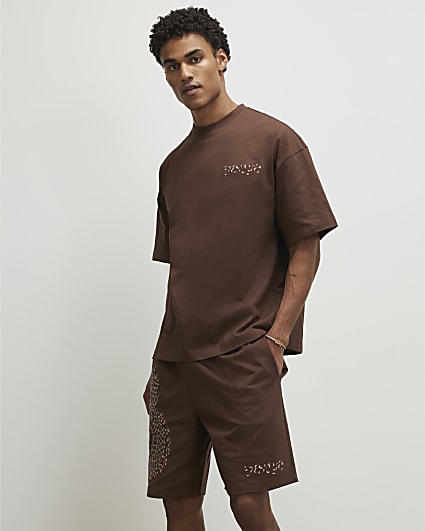 Brown Oversized Fit Tokyo Dragon T-Shirt