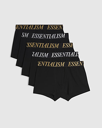 Black Metallic Waistband Pack Of 5 Trunks