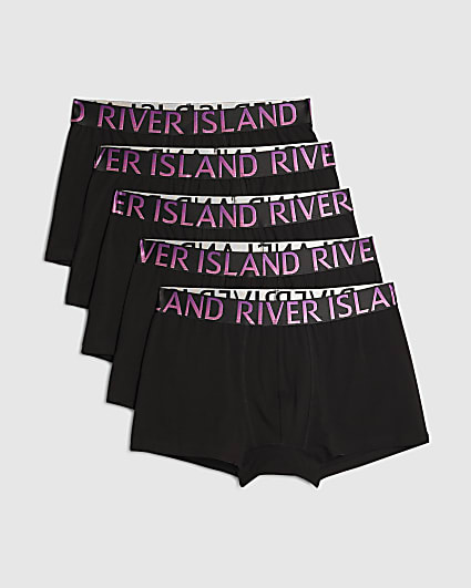 Black Metallic Waistband Pack Of 5 Trunks