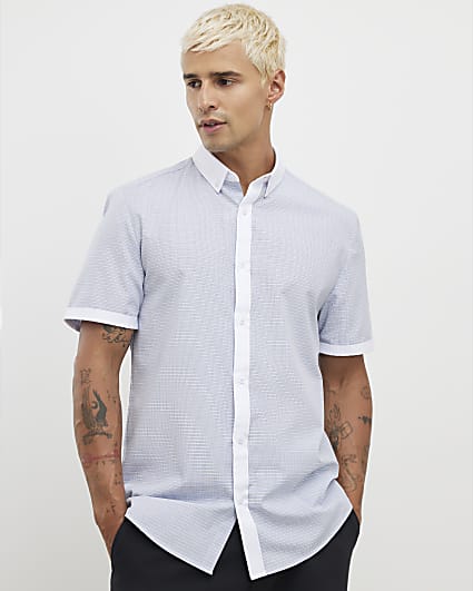 White Slim Fit Check Shirt
