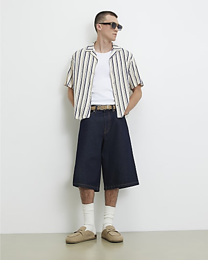 Navy Regular Fit Double Stripe Shirt