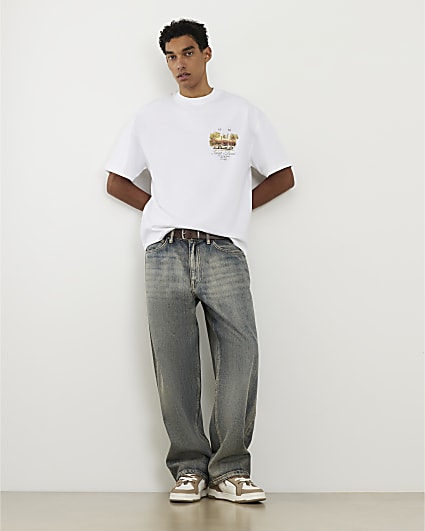 White Oversized Fit Saint Denis Car T-Shirt