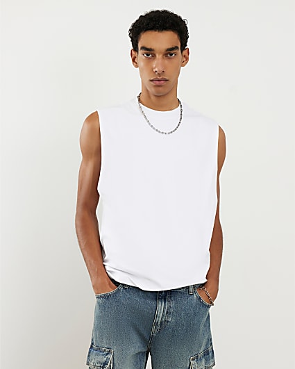 White Regular Fit Tank Top