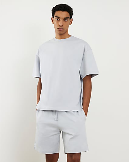 Blue Oversized Boxy T-Shirt and Shorts Set