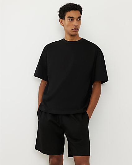 Black Oversized Fit T-Shirt and Shorts Set