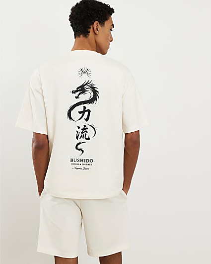 Cream Japanese T-Shirt and Shorts Set