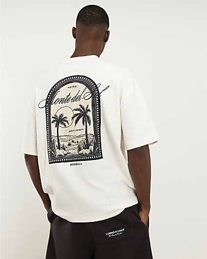 Cream Oversized Palm Patch T-Shirt