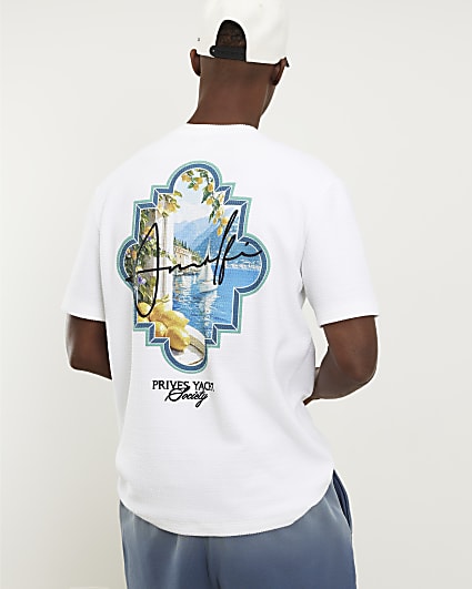 White Oversized Fit Fruit Patch T-Shirt