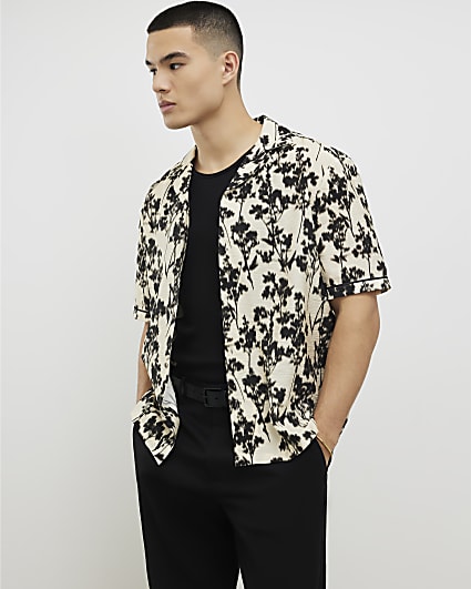 Ecru Regular Fit Floral Shirt