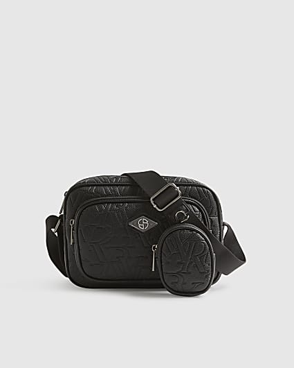 Black Monogram Embossed Cross Body Bag