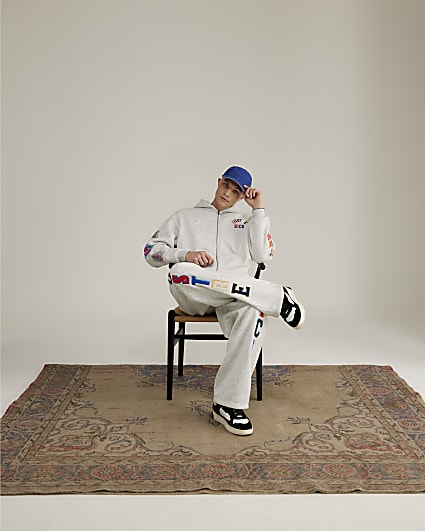 Real Hackney Dave Grey Badged Hoodie