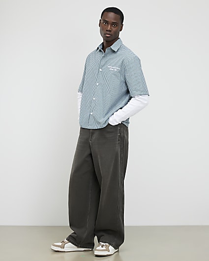 Green Regular Fit Double Layer Check Shirt