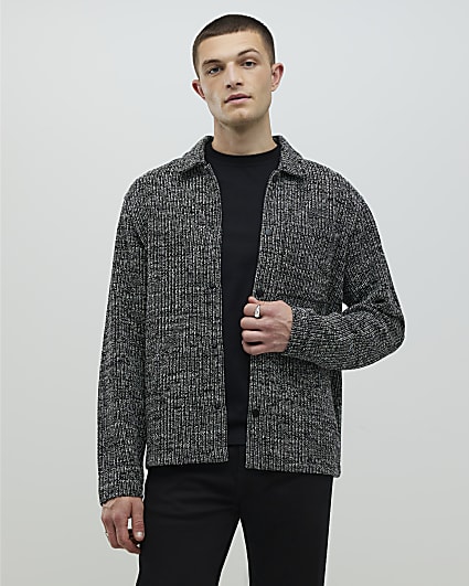Grey Regular Fit Textured Shacket