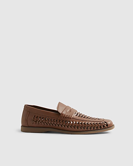Brown Interweave Loafers