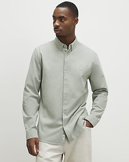 Green Regular Fit Washed Cotton Shirt