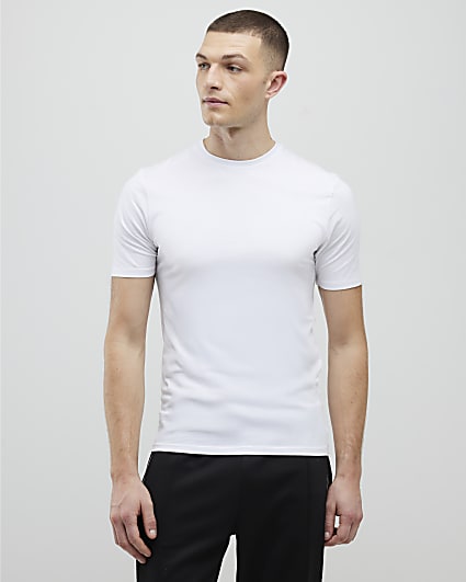 White Muscle Fit Muscle T-Shirt