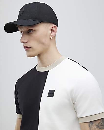 Black Regular Fit Scuba Colour Block T-Shirt