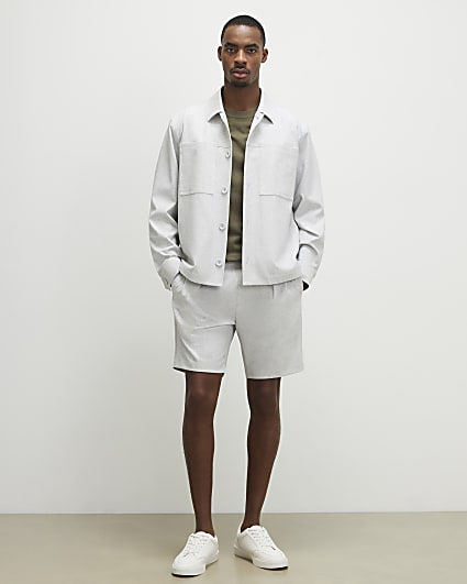 Grey Slim Fit Pull On Shorts