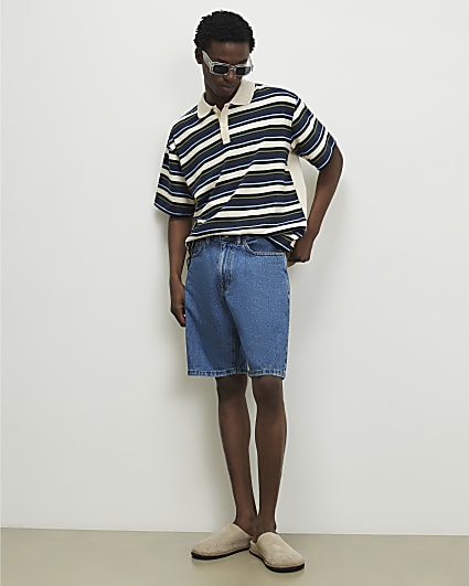 Blue Regular Fit Denim Shorts