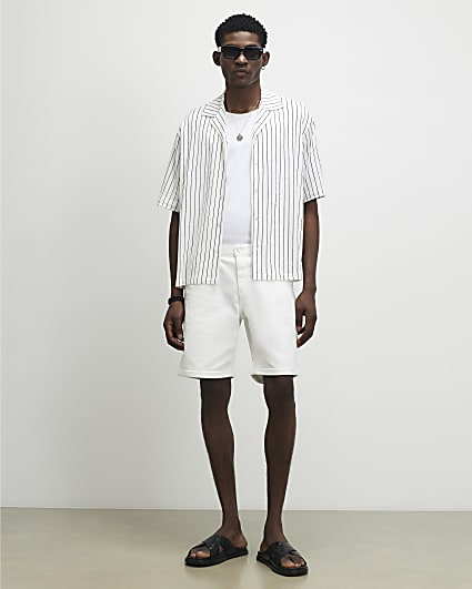 White Slim Fit Shorts