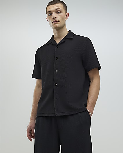 Black Slim Fit Revere Shirt