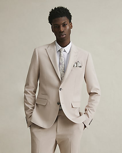 Pink Skinny Fit Micro Check Suit Jacket