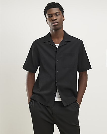 Black Regular Fit Textured Shirt