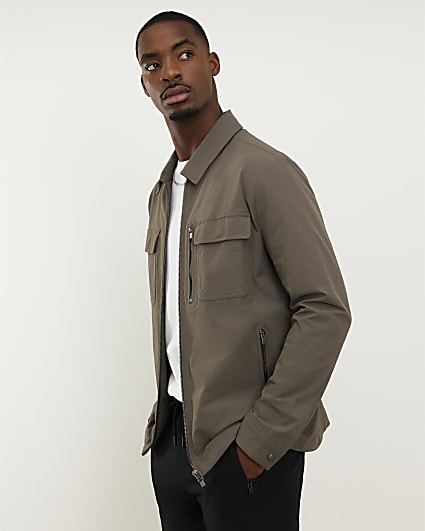 Brown Muscle Fit Shacket