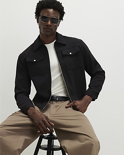 Black Textured Western Jacket