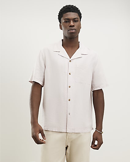 Pink Regular Fit Linen Blend Shirt