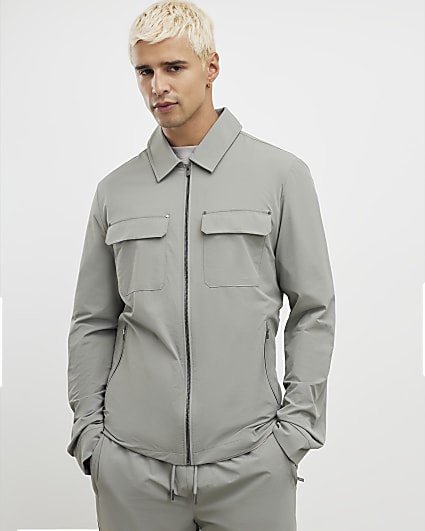 Grey Muscle Fit Shacket