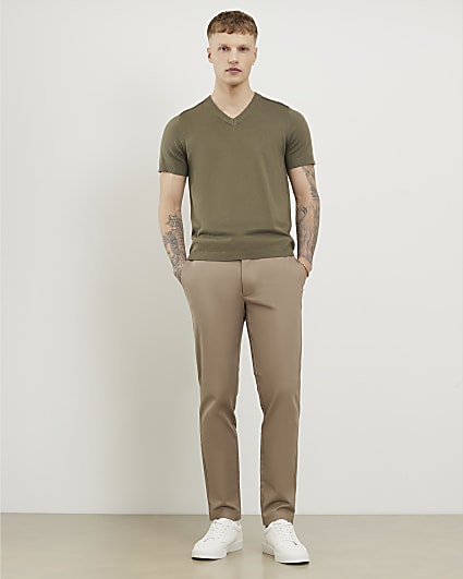 Beige Skinny Fit Chino Trousers