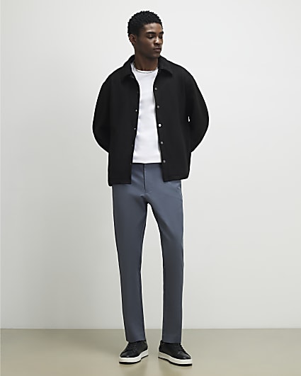 Grey Slim Fit Stretch Chino Trousers