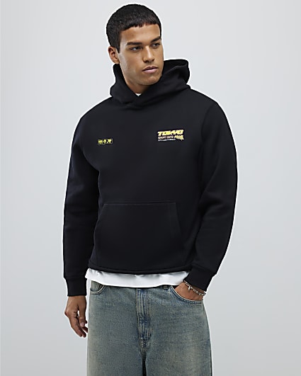 Black Regular Fit Tokyo Drift Hoodie