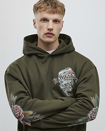 Khaki Oversized Fit Japanese Kamakura Hoodie