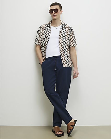 Navy Slim Fit Trousers