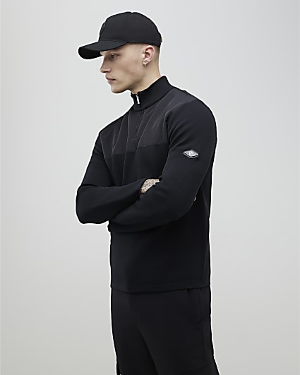 Black Slim Fit Hybrid Funnel Jumper