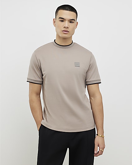 Beige Slim Fit MCMXII Badge T-Shirt