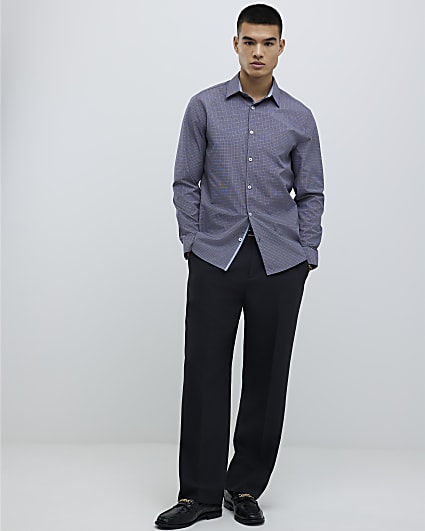 Navy Slim Fit Check Shirt