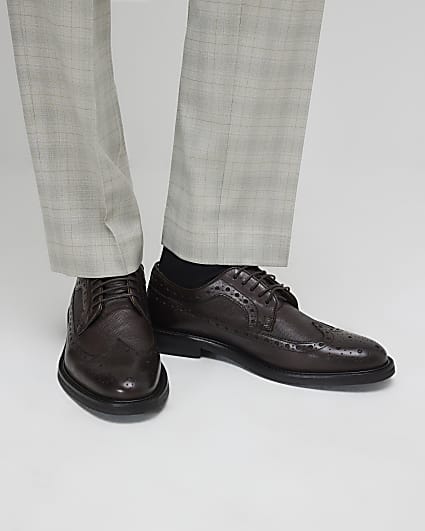 Brown Chunky Brogue Shoes