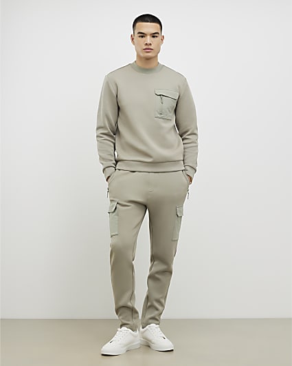 Khaki Slim Fit Nylon Pocket Joggers