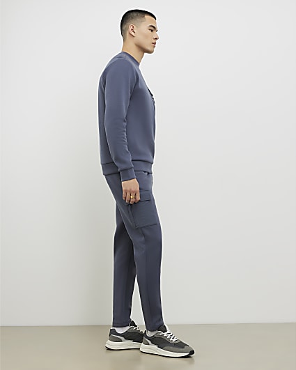 Grey Slim Fit Nylon Pocket Joggers