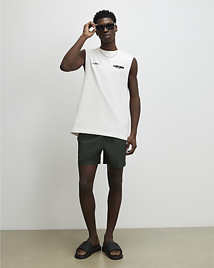 Green Double Waistband Swim Shorts