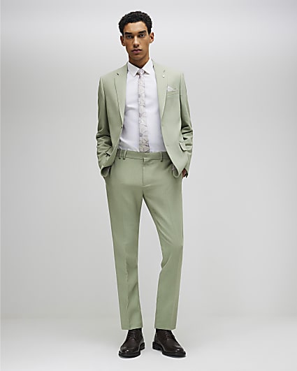 Green Skinny Fit Suit Trousers
