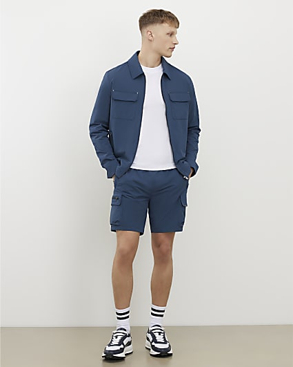 Blue Skinny Fit Cargo Shorts