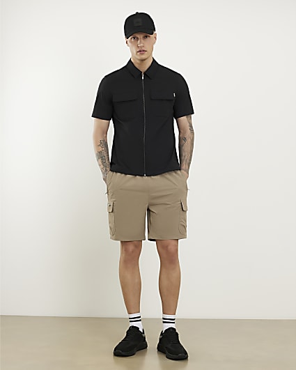 Beige Skinny Fit Cargo Shorts