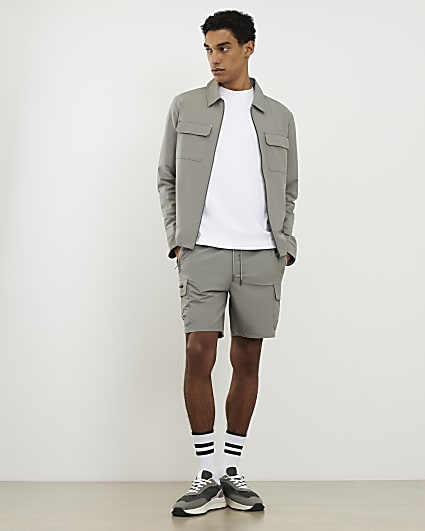 Grey Skinny Fit Cargo Shorts